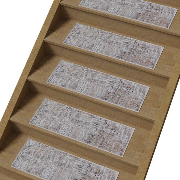 Sivo-béžové bavlnené nášľapy na schody v súprave 16 ks 25x65 cm Milano Bej – Vitaus-image-1