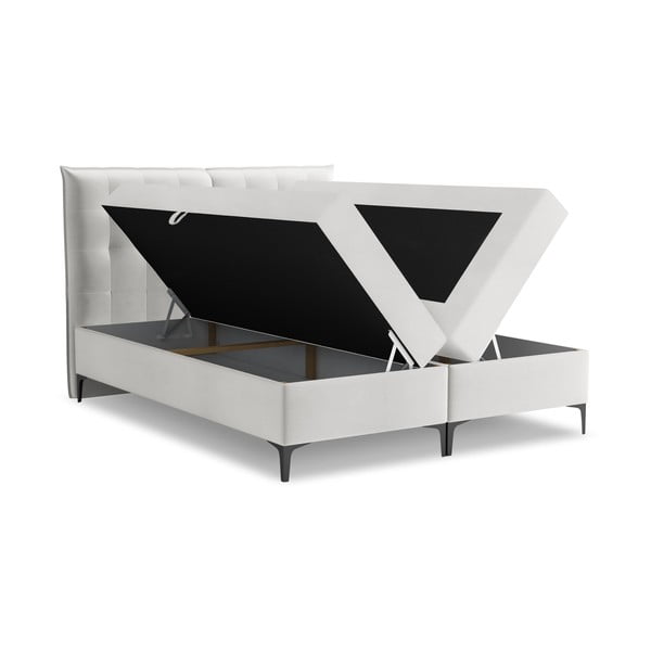 Svetlosivá boxspring posteľ s úložným priestorom 160x200 cm Mikana – Makamii-image-1