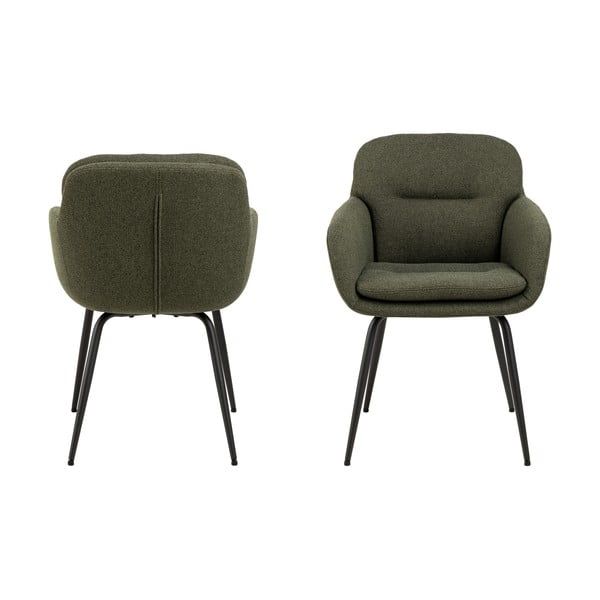 Khaki čalúnené jedálenské kreslo s podrúčkami Dora – Actona-image-2