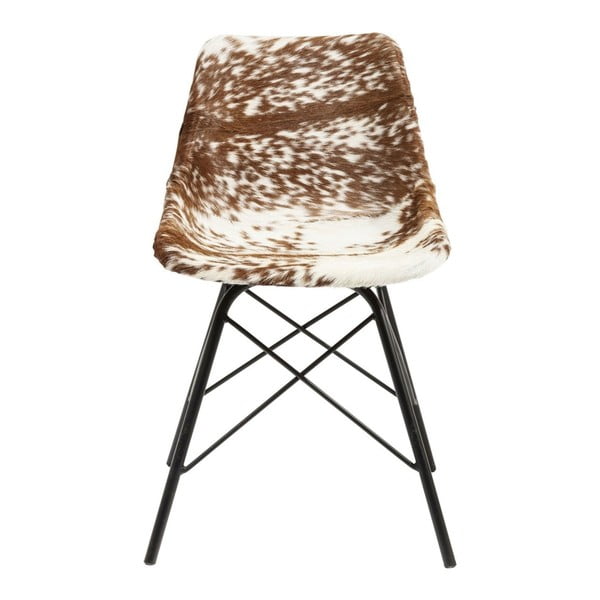Hnedo-biela jedálenská stolička s koženým poťahom Kare Design Haudy