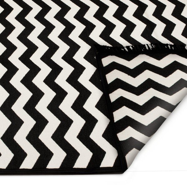 Čierno-biely obojstranný koberec Zig Zag, 140 × 215 cm-image-2