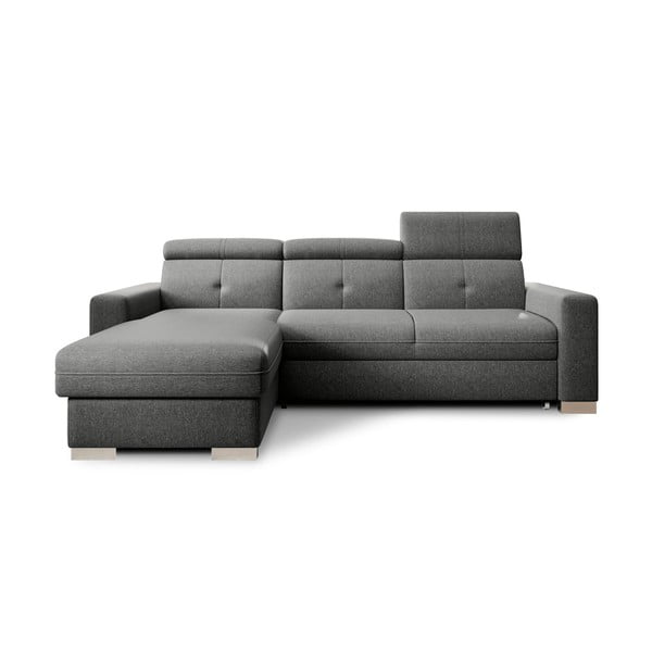 Sivá rozkladacia/s úložným priestorom rohová pohovka (ľavý roh/s leňoškou) Fresia – ELTAP