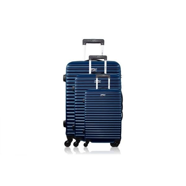 Sada 3 modrých cestovných kufrov na kolieskach Bluestar Brazília