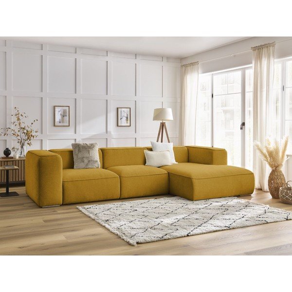 Okrovožltá rohová pohovka z textílie buklé (pravý roh) Zephyr – Bobochic Paris-image-1