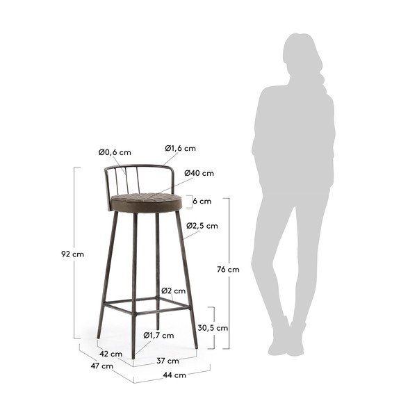 Hnedá barová stolička Kave Home, výška 92 cm-image-4