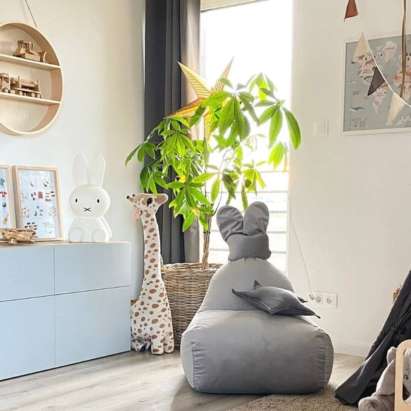 Svetlosivý detský sedací vak Funny Bunny – The Brooklyn Kids-image-2