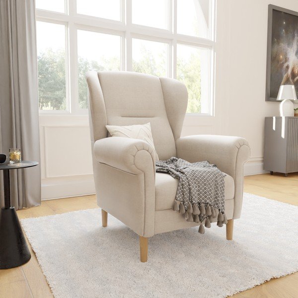 Béžové kreslo ušiak Swan – Ropez-image-3