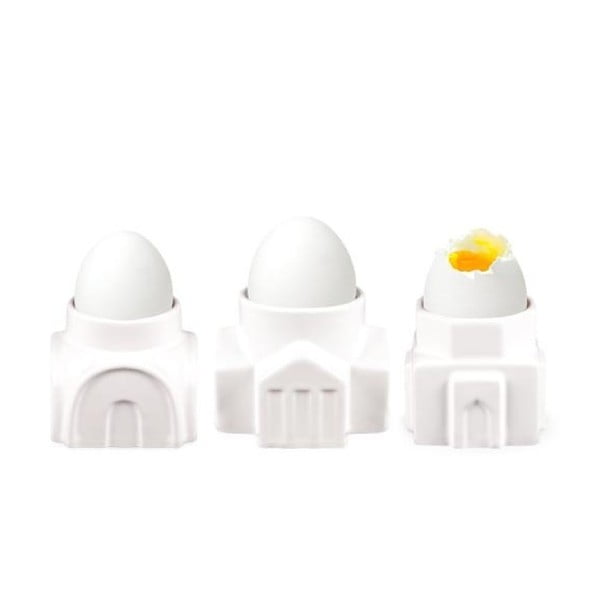 Sada 3 keramických stojančekov na vajcia Kikkerland Architectural