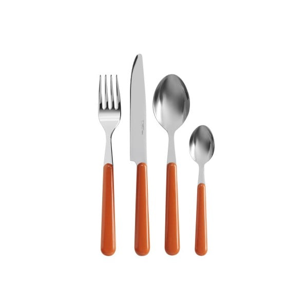 Korálový oranžový 24-dielny príborový set Kaleidos Cutlery
