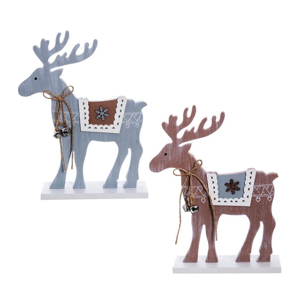 Sada 2 drevených vianočných dekorácií Ixia Reindeer
