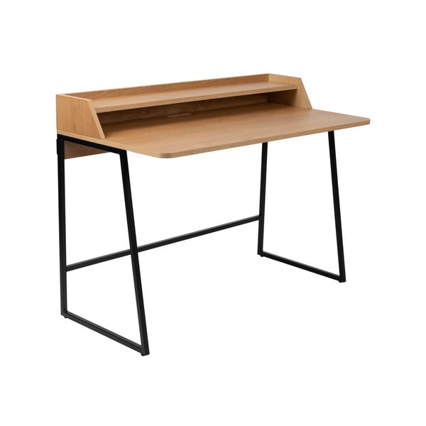 Pracovný stôl s doskou v dubovom dekore so sekretárom 60x120 cm Giorgio – White Label-image-2