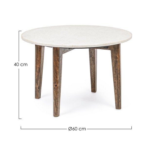Biely/v prírodnej farbe okrúhly konferenčný stolík s mramorovou doskou ø 60 cm Sylvester – Bizzotto-image-4