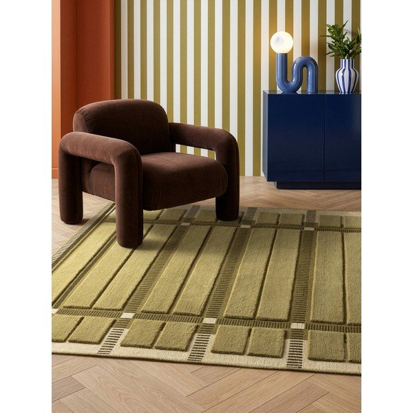 Zelený/béžový ručne tkaný vlnený koberec 120x170 cm – Asiatic Carpets-image-1