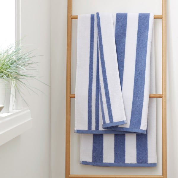 Biela/modrá bavlnená osuška 90x140 cm Stripe Jacquard – Bianca-image-2