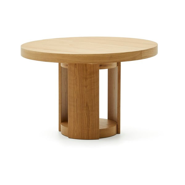 Okrúhly rozkladací jedálenský stôl s prídavnou doskou v dekore duba ø 120 cm Artis – Kave Home