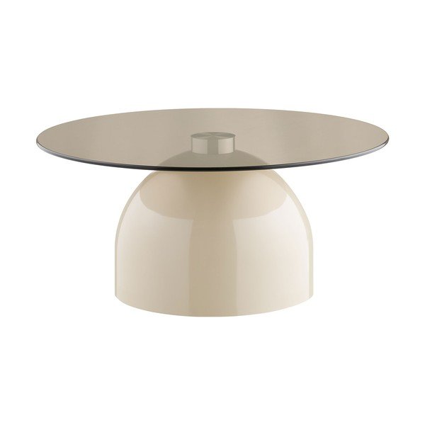 Béžový okrúhly konferenčný stolík so sklenenou doskou ø 70 cm Ravello – House Nordic-image-2