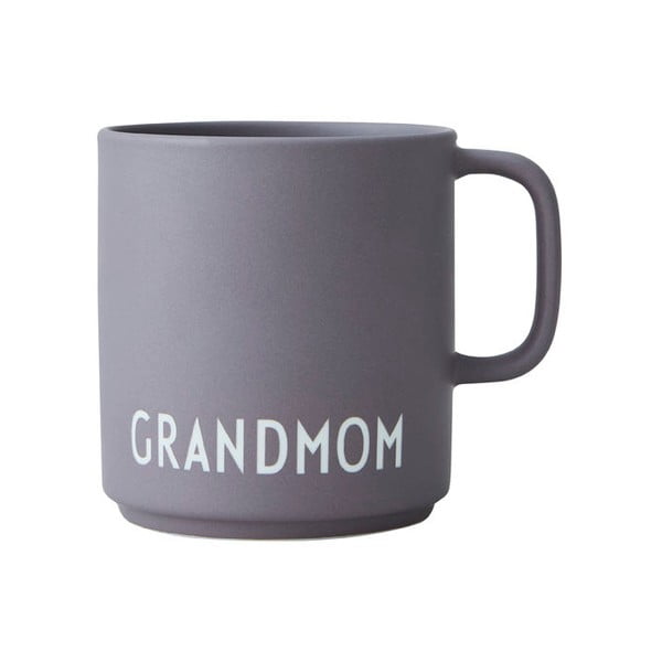Sivý porcelánový hrnček Design Letters Grandmom