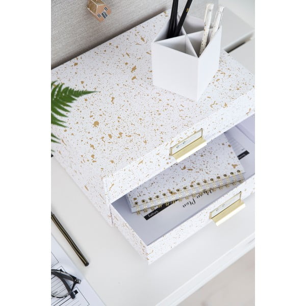 Zásuvkový box s 2 zásuvkami v zlato-bielej farbe Bigso Box of Sweden Birger-image-3