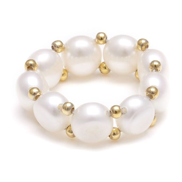 Prsteň z riečnych perál GemSeller Carnica, biele perly