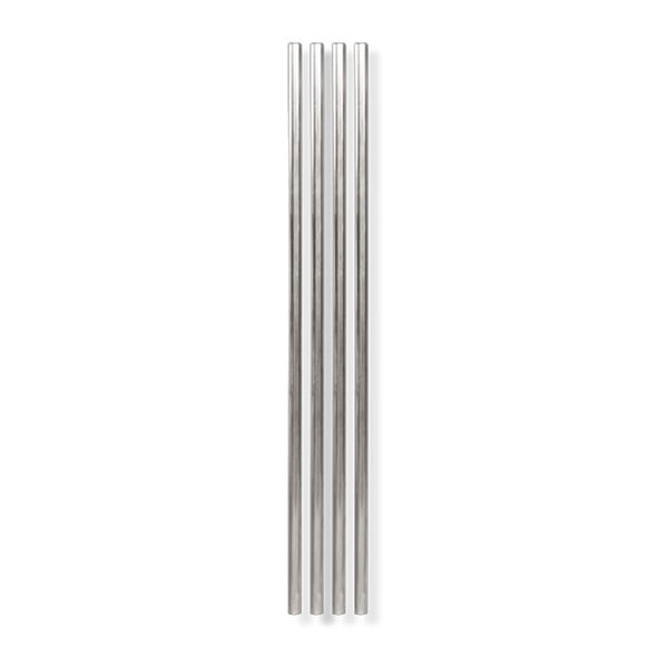 Sada 4 kovových slamiek v striebornej farbe W&P Design, dĺžka 25,4 cm