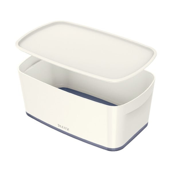 Bielo-sivý plastový úložný box s vekom 32x19x13 cm MyBox – Leitz