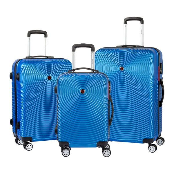 Sada 3 modrých cestovných kufrov na kolieskach Murano Traveller