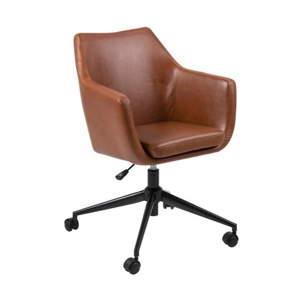 Hnedá kancelárska stolička na kolieskach z umelej kože Actona Nora
