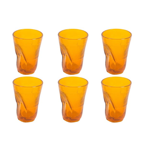 Sada 6 oranžových pohárov Kaleidos, 340 ml