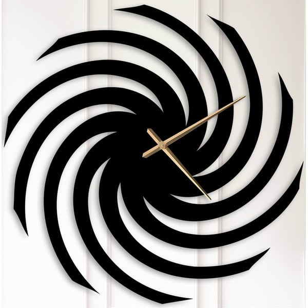Čierne kovové nástenné hodiny Kate Louise Wave