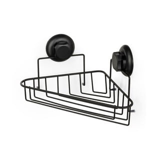 Čierna samodržiaca nástenná rohová kúpeľňová polička Compactor Bestlock Black Corner Rack 1 Shelf