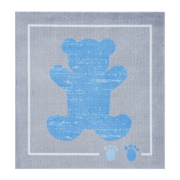 Detský modro-sivý koberec Zala Living Teddy, 100 × 100 cm
