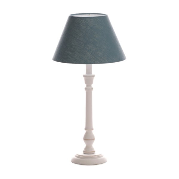 Modrá stolová lampa Laura, biela lakovaná breza, Ø 25 cm