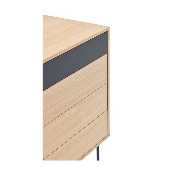 Antracitovosivá komoda v dubovom dekore so zásuvkami Teulat Yoko-image-4