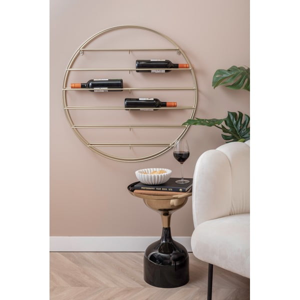 Nástenný kovový regál na víno v zlatej farbe počet fliaš 12 80x80x9 cm Redondo – PT LIVING-image-1