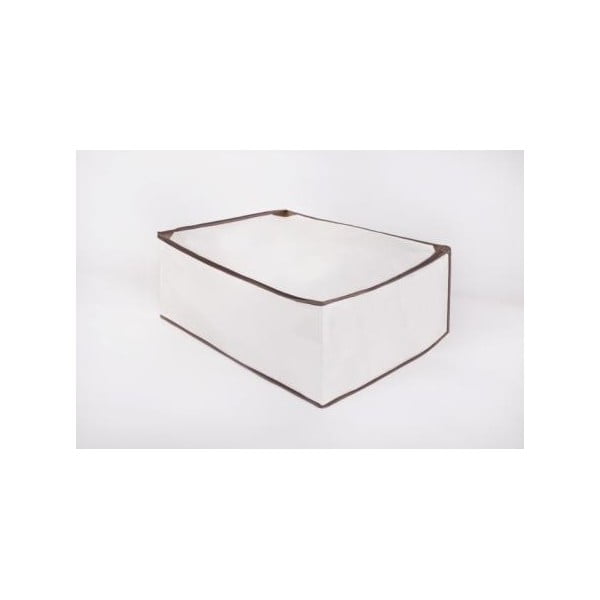 Biely úložný box z prírodného plátna na paplón Compactor Tina, 60 × 40 cm