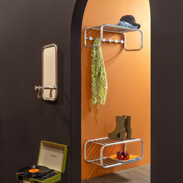 Kovový vešiakový panel v striebornej farbe 35x60x11 cm Retro – Spinder Design-image-1