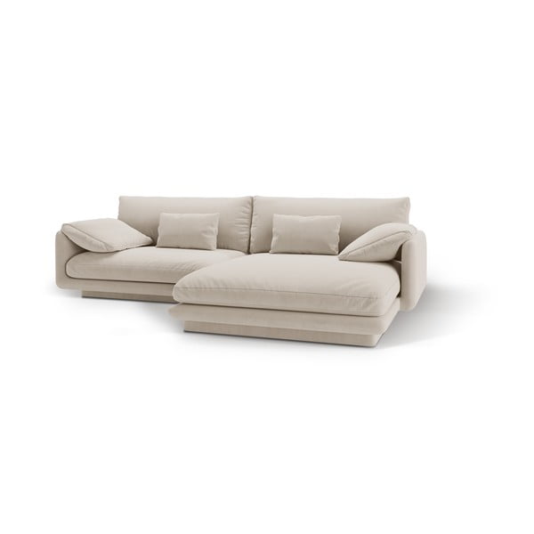 Biela zamatová rohová pohovka (pravý roh/s leňoškou) Torino – Micadoni -image-1