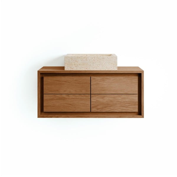 Hnedá závesná skrinka pod umývadlo z teakového dreva 90x40 cm Kenta – Kave Home-image-4