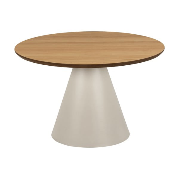 Okrúhly konferenčný stolík s doskou v dubovom dekore v krémovo-prírodnej farbe ø 65 cm Soli – Actona