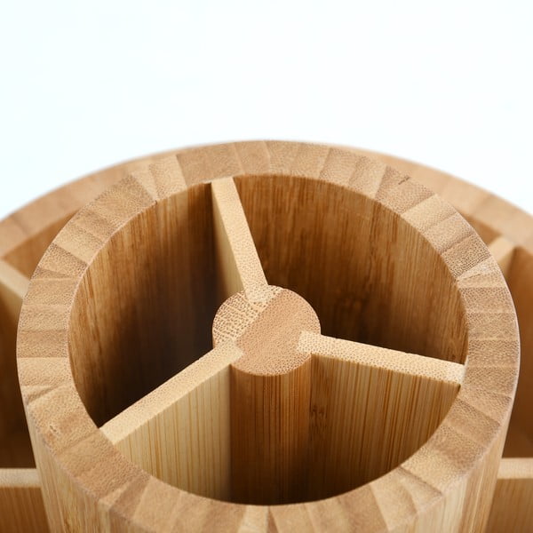 Bambusový kúpeľňový organizér na kozmetiku/otočný v prírodnej farbe Isalys – MSV-image-4