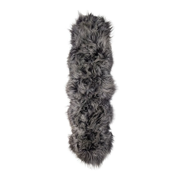 Sivý kožušinový koberec s dlhým vlasom, 165 x 55 cm
