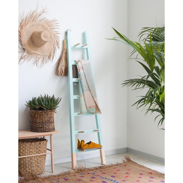 Odkladací dekoratívny rebrík z borovicového dreva Surdic Stair Aquamarina-image-2