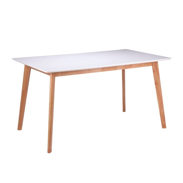 Biely jedálenský stôl s nohami z dreva kaučukovníka sømcasa Marie, 140 x 80 cm