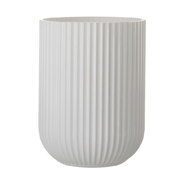 Biela sklenená váza J-Line Ribbed, výška 23,5 cm
