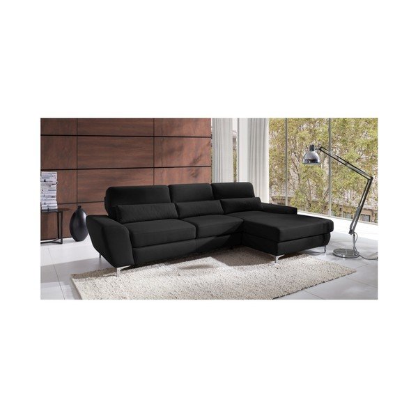 Čierna rohová rozkladacia pohovka Windsor & Co. Sofas Omega, pravý roh-image-1