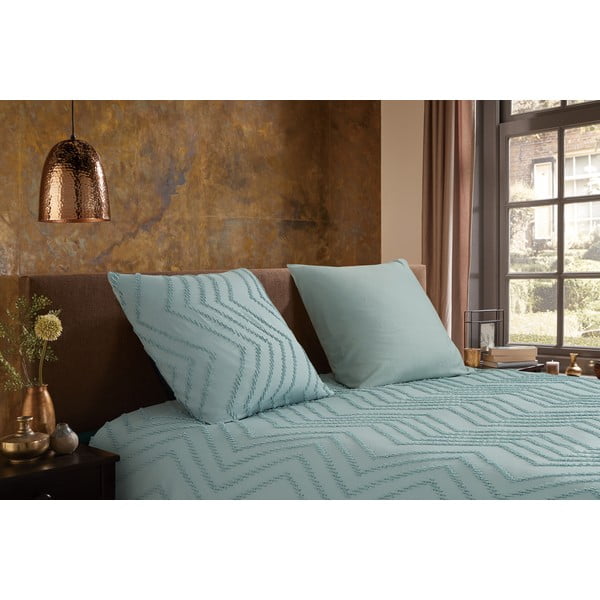 Svetlozelené predĺžené obliečky na jednolôžko z mikrovlákna 140x220 cm Pure Zigzag – Good Morning-image-1