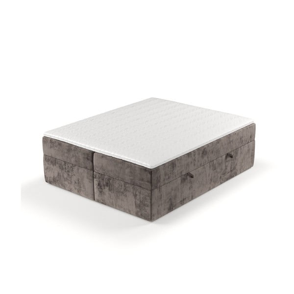 Hnedá boxspring posteľ s úložným priestorom 200x200 cm Yoko – Maison de Rêve-image-2