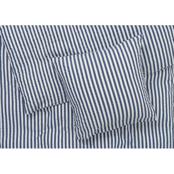 Bielo-tmavomodré predĺžené krepové obliečky na jednolôžko 140x220 cm Bæk&Bølge – JUNA-image-1