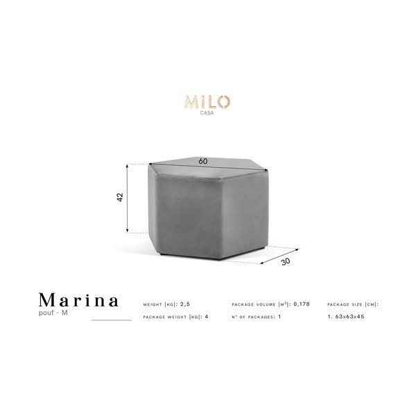 Tmavosivý puf Milo Casa Marina, ⌀ 60 cm-image-2