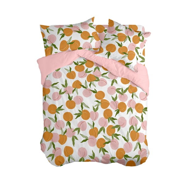 Oranžová/ružová obliečka na perinu na jednolôžko 140x200 cm Peach fruits – Aware